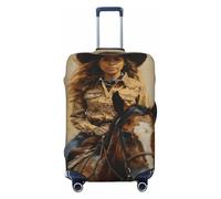 Woshuwo Copertura elastica per valigie da viaggio, antipolvere, antigraffio, adatta per giovani donne che cavalca un cavallo, cowgirl occidentale, 56-61 cm