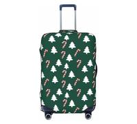 Woshuwo Copertura elastica per valigie da viaggio con albero di Natale bianco a righe rosse e bastoncini di zucchero, antipolvere, antigraffio, adatta per valigie da 56-61 cm