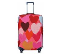 Woshuwo Copertura elastica per valigie da viaggio con cuori rosa e rossi, antipolvere e antigraffio, adatta per valigie da 56-61 cm