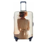 Woshuwo Copertura elastica per valigie da viaggio con donna in piedi vicino a una finestra, antipolvere, antigraffio, adatta per valigie da 56-61 cm