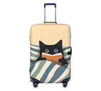 Woshuwo Copertura elastica per valigie da viaggio con gatto nero che legge sul letto, antipolvere, antigraffio, adatta per valigie da 56-61 cm