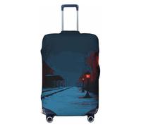 Woshuwo Copertura elastica per valigie da viaggio con lanterne gotiche lungo il sentiero innevato, antipolvere, antigraffio, adatta per valigie da 56-61 cm