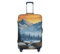 Woshuwo Copertura elastica per valigie da viaggio con montagne e foreste al tramonto, antipolvere, antigraffio, adatta per valigie da 56-61 cm