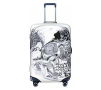 Woshuwo Copertura elastica per valigie da viaggio con teschio umano 3D, antipolvere, antigraffio, adatta per valigie da 56-61 cm