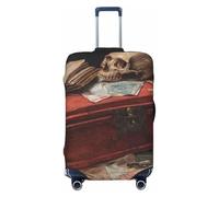 Woshuwo Copertura elastica per valigie da viaggio con teschio vintage su vecchi libri, antipolvere, antigraffio, adatta per valigie da 56-61 cm
