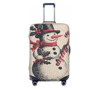 Woshuwo Coperture elastiche da viaggio in stile vintage, con pupazzo di neve, bastoncini di zucchero, antipolvere e antigraffio, per valigie da 56-61 cm