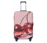 Woshuwo Coppia di coperture elastiche da viaggio con ciliegie rosse con effetto palla da discoteca, antipolvere, antigraffio, adatte per valigie da 56-61 cm