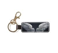 Woshuwo Coppia di portachiavi universali per auto con ali ad angolo piumate bianche, ideali per uomini e donne