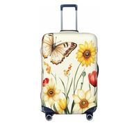 Woshuwo Copribagagli da viaggio elastico con farfalle e girasoli e tulipani, antipolvere e antigraffio, adatto per valigie da 56-61 cm