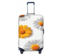 Woshuwo Copribagagli da viaggio elastico semplice e minimalista con margherite bianche gialle antipolvere antigraffio per valigie da 56-61 cm