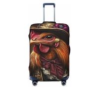 Woshuwo Copribagagli da viaggio elastico vintage con pollo che indossa un cappello, antipolvere, antigraffio, adatto per valigie da 56-61 cm