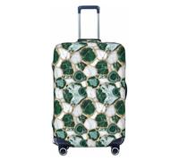 Woshuwo Copribagagli elastico da viaggio, antipolvere, antigraffio, con venature dorate, colore verde smeraldo, bianco, marmo, venature dorate, adatto per valigie da 56-61 cm