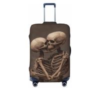 Woshuwo Copripagagli elastici da viaggio con coppia di scheletri innamorati, antipolvere e antigraffio, adatto per valigie da 56-61 cm
