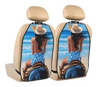 Woshuwo Cowgirl equitazione Ocean Beach Car Seat Back Kick Protectors, confezione da 2 tappetini con tasche portaoggetti per i veicoli per proteggere da sporco fango graffi