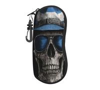 Woshuwo Cranio che indossa occhiali da sole blu e cappello portatile occhiali da sole caso luce occhiali da sole borsa occhiali da sole