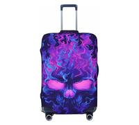 Woshuwo Cranio con fiamme nere e viola elastiche da viaggio coperture antipolvere antigraffio valigia Protector Fit 22-24 pollici
