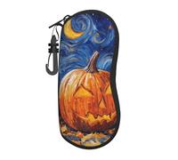 Woshuwo Custodia per occhiali da sole portatile con foglie autunnali a forma di zucca e luna notturna