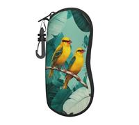 Woshuwo Custodia per occhiali da sole portatile con uccellino giallo tropicale sul ramo