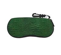 Woshuwo Custodia per occhiali da sole portatile in pelle verde con struttura in pelle di coccodrillo