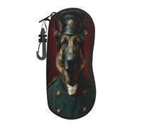 Woshuwo Custodia portatile per occhiali da sole con cane pastore che indossa un ufficiale vittoriano, custodia per occhiali da sole