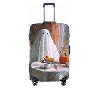 Woshuwo Cute Ghost at The Table Pumpkin Pie Copertura elastica per valigie da viaggio, antipolvere, antigraffio, adatta per valigie da 56-61 cm