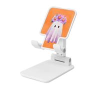 Woshuwo Cute Ghost Big Lavender Daisy Crown Supporto per cellulare pieghevole ad angolo regolabile in altezza Supporto per cellulare portatile da tavolo compatibile con tutti gli smartphone bianco