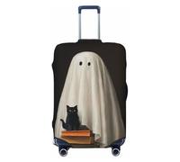 Woshuwo Cute Ghost Black Cat On Books - Copribagagli da viaggio elastico, antipolvere, antigraffio, adatto per valigie da 56-61 cm