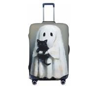 Woshuwo Cute Ghost Holding A Black Cat Elastico Viaggio Bagagli Copre Antipolvere Resistente ai Graffi Valigia Protector Fit 22-24 Pollici