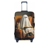 Woshuwo Cute Ghost Reading with Cat Elastic Travel Luggage Covers Dustproof antigraffio valigia Protector Fit 22-24 Inch