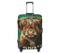 Woshuwo Cute Highland Cow Vintage Text are You Pooping Coprimaterasso da viaggio elastico antipolvere antigraffio valigia Protector Fit 22-24 pollici