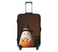 Woshuwo Cute Litte Ghost Holding Candy Black Cat Elastico Viaggio Bagagli Copre Antipolvere Resistente ai Graffi Valigia Protector Fit 22-24 Pollici