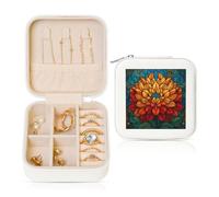 Woshuwo Dahlia - Portagioie da viaggio con fiori, in pelle PU, per anelli, orecchini, ciondoli, collane, per ragazze e donne