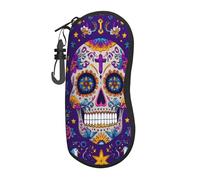Woshuwo Day Of The Dead Festival Skull Flower Custodia per occhiali da sole portatile Custodia per occhiali da sole leggera