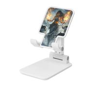 Woshuwo Dea e tre lupi Supporto pieghevole per telefono cellulare ad angolo regolabile in altezza Supporto per cellulare portatile da tavolo compatibile con tutti gli smartphone bianco