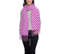 Woshuwo Deeppink E Grigio Scacchiera Modello Donna Sciarpa Nappa Sciarpa Scialle Caldo Signore Frange Scialle Avvolge
