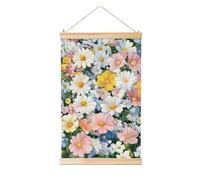Woshuwo Dipinto da appendere con fiori primaverili colorati, decorazione da parete in lino, arte per la casa, opera d'arte moderna, decorazione per fattoria, 40 x 60 cm