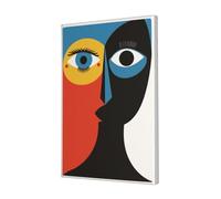Woshuwo Divertente poster artistico da parete su tela con volti umani felici, stampa estetica per dormitorio, camera da letto, soggiorno, 30 x 45 cm, incorniciato