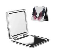 Woshuwo Dreamy Wings - Specchio da viaggio per il trucco, double-face, in pelle PU, portatile, compatto, tascabile, con ingrandimento