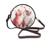 Woshuwo Due adorabili gattini che si baciano da donna, rotonde, a tracolla, in pelle