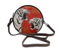 Woshuwo Due borse a tracolla rotonde da donna con tigre bianca in pelle