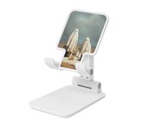 Woshuwo Due fantasmi con cestini da picnic vintage pieghevole supporto per telefono cellulare ad angolo regolabile altezza desktop portatile culla cellulare compatibile con tutti gli smartphone bianco