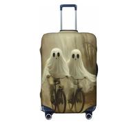 Woshuwo Due fantasmi equitazione bicicletta nebbioso sentiero forestale elastico viaggio bagagli copre antipolvere antigraffio valigia Protector Fit 22-24 pollici