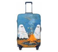 Woshuwo Due fantasmi seduti falò torrefazione vintage elastico viaggio bagagli copre antipolvere antigraffio valigia Protector Fit 22-24 pollici