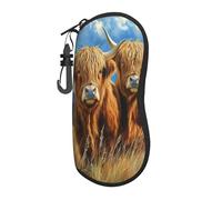 Woshuwo Due mucche delle Highland Custodia per occhiali da sole portatile Custodia per occhiali da sole leggera
