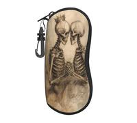 Woshuwo Due scheletri che si tengono per mano gotico portatile occhiali da sole custodia per occhiali da sole luce borsa per occhiali da vista