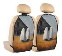 Woshuwo Due simpatici fantasmi antichi abbandonati protezione per sedile posteriore auto, confezione da 2 tappetini con tasche portaoggetti per proteggere i veicoli da sporco e graffi di fango