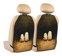 Woshuwo Due simpatici fantasmi che camminano nel sentiero nella foresta, protezioni per il retro dei sedili dell'auto, confezione da 2 tappetini con tasche portaoggetti per proteggere i veicoli da