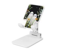 Woshuwo Due simpatici fantasmi con fiori supporto pieghevole per telefono cellulare ad angolo regolabile in altezza desktop portatile culla per cellulare compatibile con tutti gli smartphone bianco