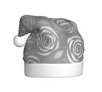 Woshuwo Elegante cappello di Babbo Natale grigio nebbioso con motivo a rosa a spirale per adulti cappello di Natale novità cappello di Natale