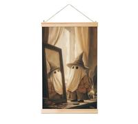 Woshuwo Fantasma che indossa un cappello da mago dipinto da appendere, in lino, arte da parete per la casa, opera d'arte moderna, decorazione per casa colonica, 40 x 60 cm